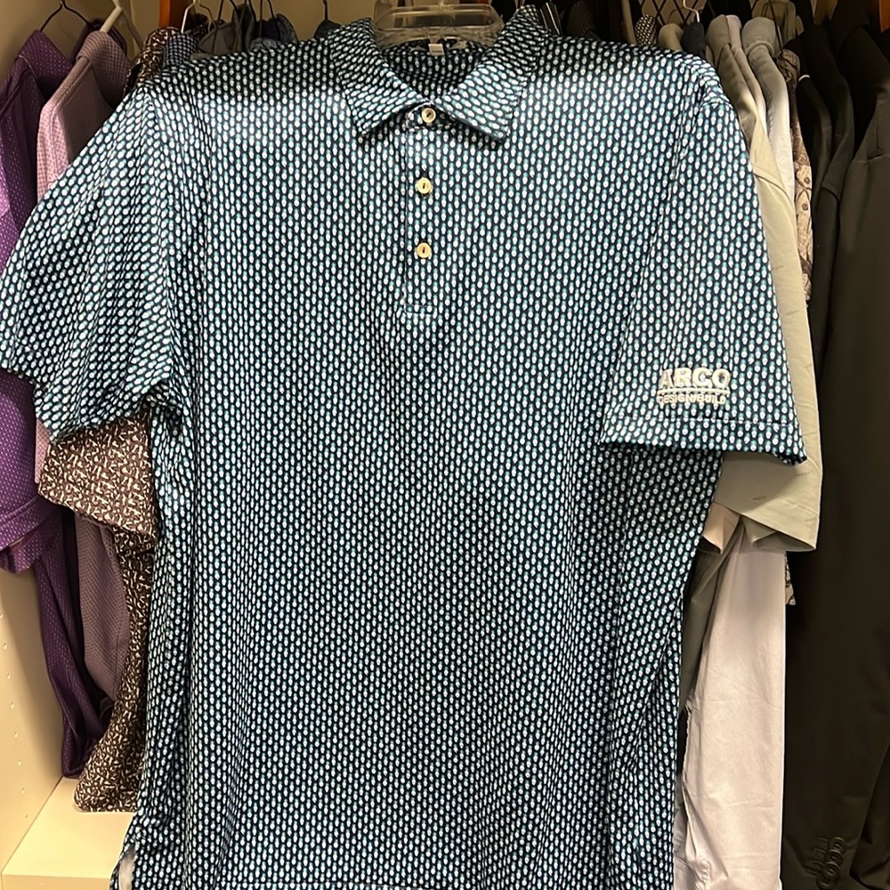 Peter Millar Summer Comfort Shirt Mens Size XL Micro Skull Print Blue D10